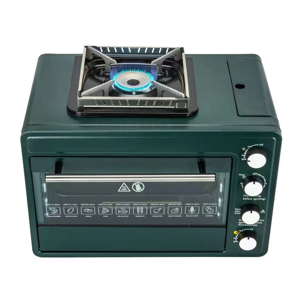 Four portable à gaz 2-en-1 pour extérieur compact, robuste et prêt pour camping. - IVOIRART.COM