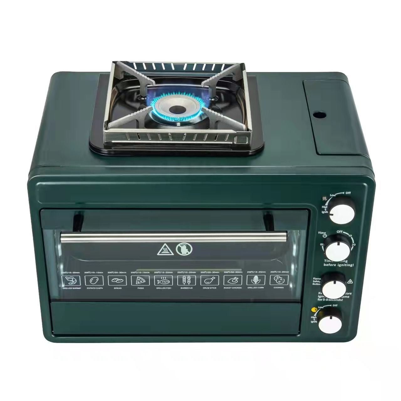 Four portable à gaz 2-en-1 pour extérieur compact, robuste et prêt pour camping. - IVOIRART.COM