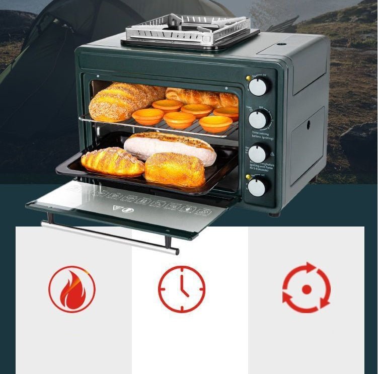 Four portable à gaz 2-en-1 pour extérieur compact, robuste et prêt pour camping. - IVOIRART.COM