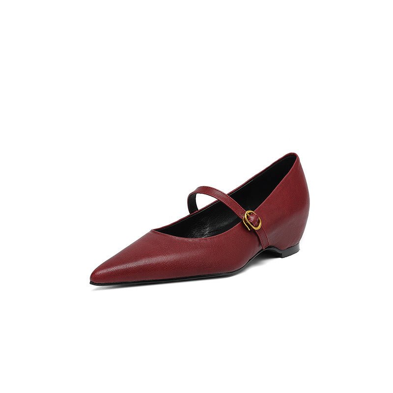 French Retro Sheepskin Pointed Toe Pumps Women's Shallow Mouth - IVOIRART.COM
