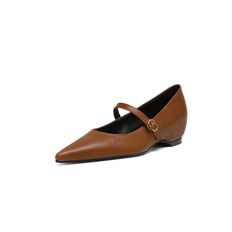 French Retro Sheepskin Pointed Toe Pumps Women's Shallow Mouth - IVOIRART.COM