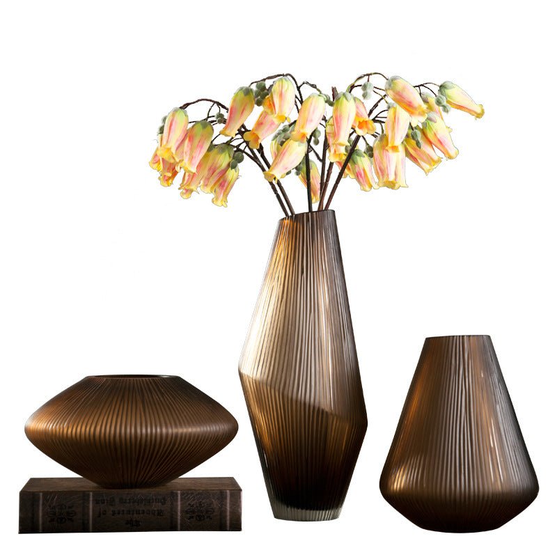 Frosted Glass Vase Home Soft Flower Arrangement Vase Ornaments - IVOIRART.COM