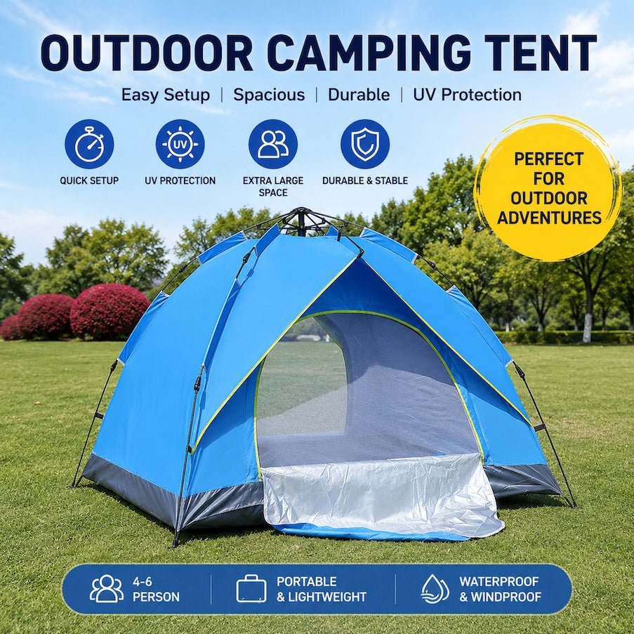 Fully Automatic Folding Outdoor Tent, Instant Setup For Camping & Beach, Double-Layer Thickened Weatherproof Tent For 3-4 People - IVOIRART.COM