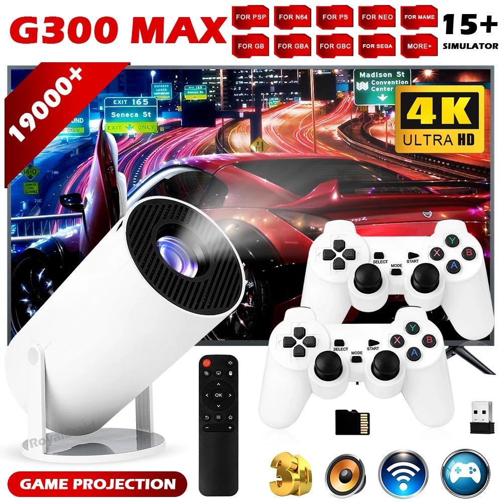 G300 MAX Projecteur 4K Android 11 Bluetooth 5.0 Wi‑Fi Home cinéma 50-120 +Gamepads - IVOIRART.COM