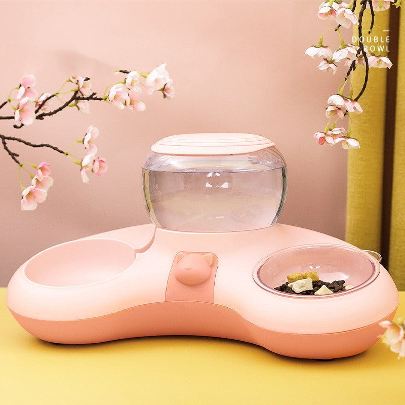 Gamelle double automatique en croissant pour eau et nourriture – 39x16x20 cm - IVOIRART.COM