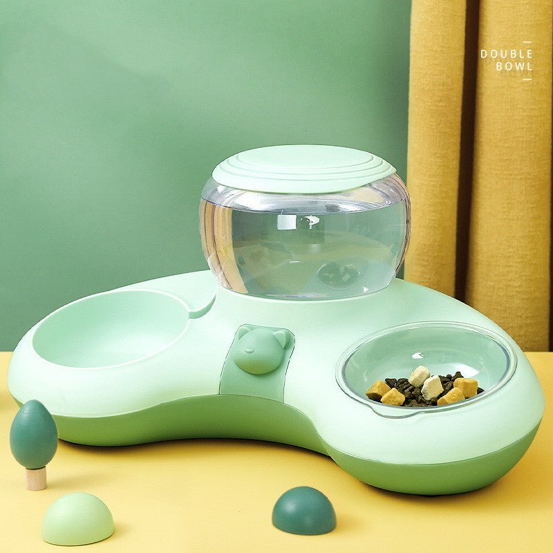 Gamelle double automatique en croissant pour eau et nourriture – 39x16x20 cm - IVOIRART.COM