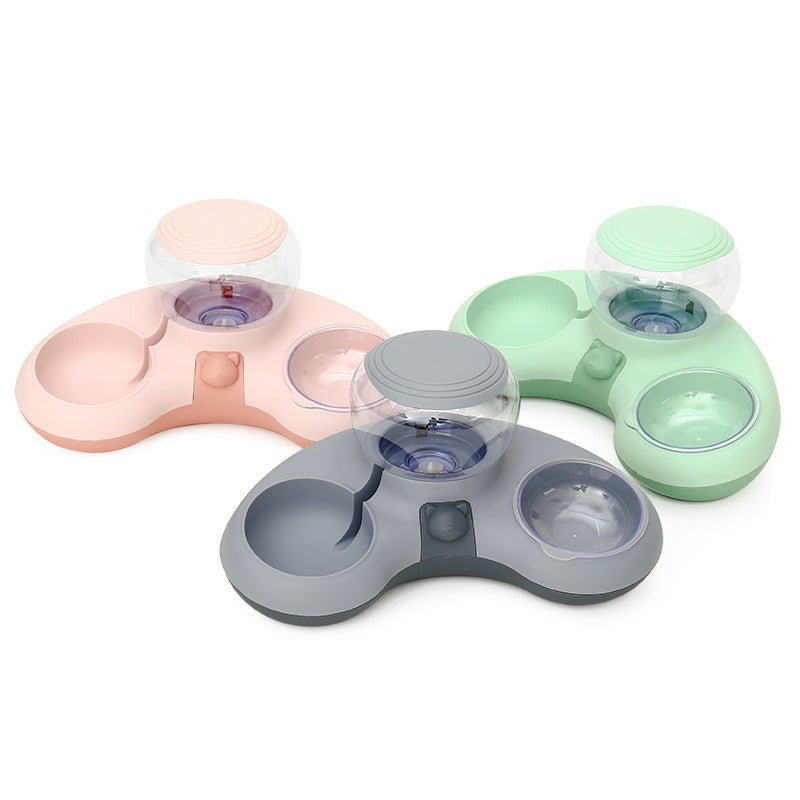 Gamelle double automatique en croissant pour eau et nourriture – 39x16x20 cm - IVOIRART.COM