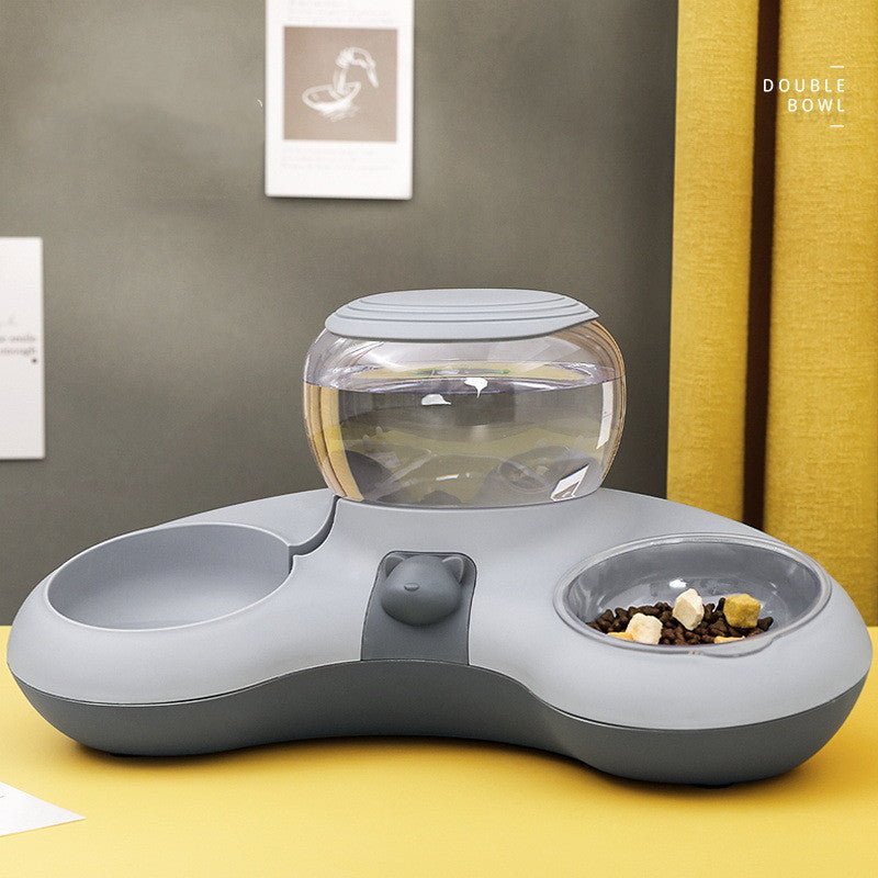 Gamelle double automatique en croissant pour eau et nourriture – 39x16x20 cm - IVOIRART.COM