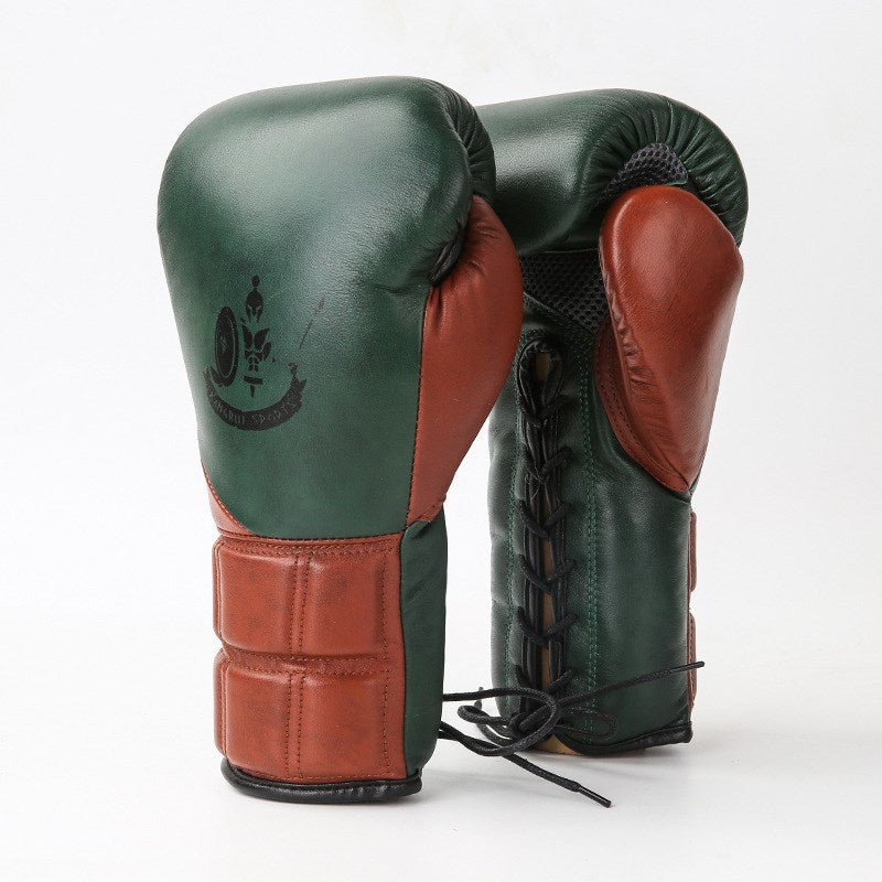 Gants de boxe en cuir faits main, teints à la main, 10oz, style Tether, robustes - IVOIRART.COM