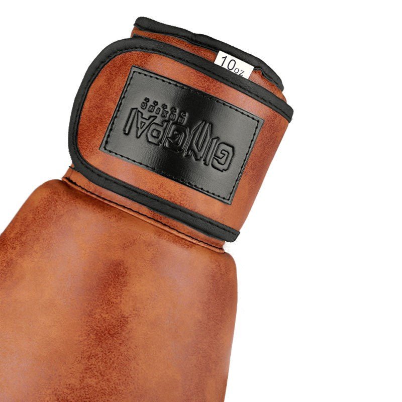 Gants de boxe vintage en cuir PU marron et vert, 8 oz / 10 oz / 12 oz, doublure EVA - IVOIRART.COM