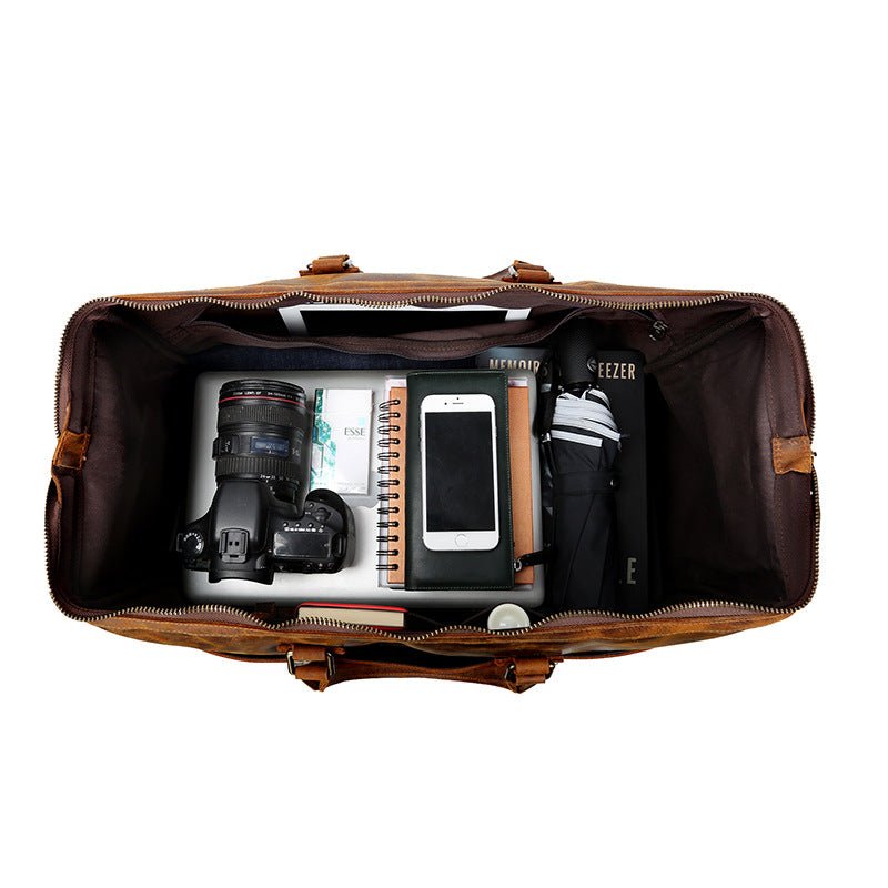 Genuine Leather Travel Top Layer Cowhide Large Capacity Handbag - IVOIRART.COM