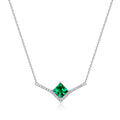 Geometric Cultivation High Sense Grandmother Silver Green Necklace - IVOIRART.COM