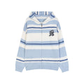 Gilet à capuche Mohair rayé American Patch Letter —pull loose coton mixte unisex - IVOIRART.COM