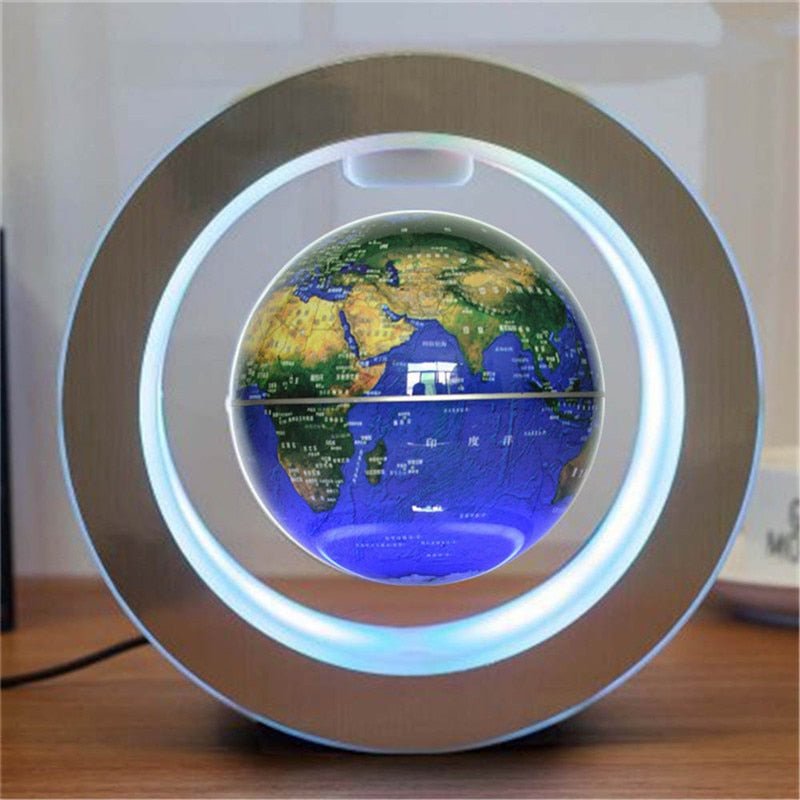 Globe Magnétique Rond en Flottaison avec Carte du Monde LED Anti - Gravité Magique - IVOIRART.COM