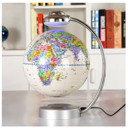Globe suspendu magnétique de 20 cm pour bureau, décoration et cadeau d’entreprise original - IVOIRART.COM