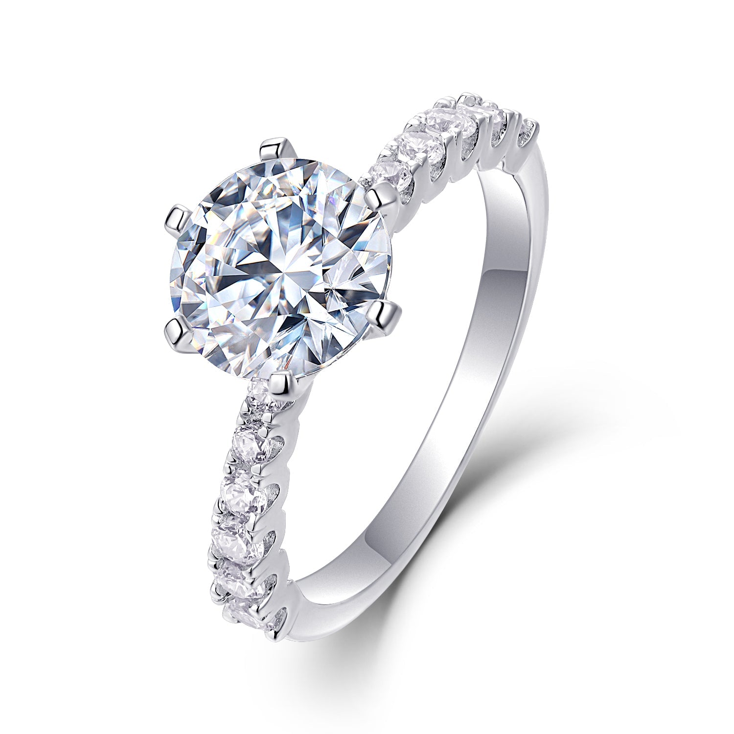 Goddess's Blessing - A Wedding Ring Set With 2-carat Top-quality Moissanite S925 Silver And Platinum-plated Diamond. The Ring Can Be Inspected With A Diamond Pen - IVOIRART.COM