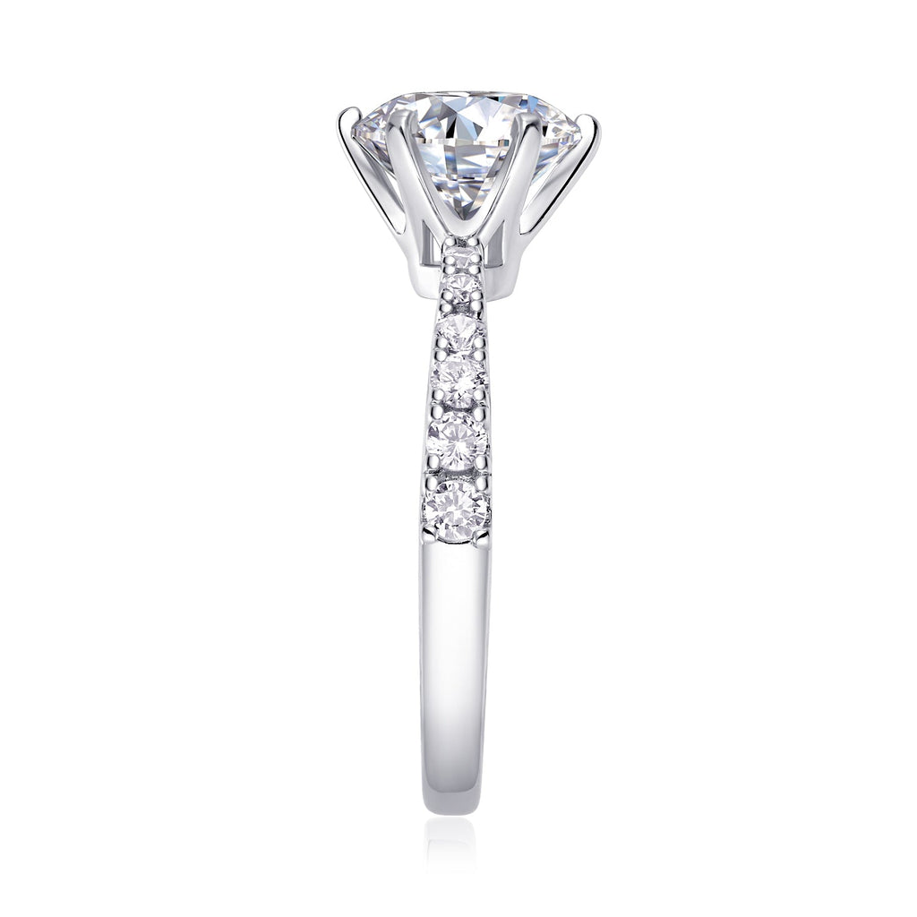 Goddess's Blessing - A Wedding Ring Set With 2-carat Top-quality Moissanite S925 Silver And Platinum-plated Diamond. The Ring Can Be Inspected With A Diamond Pen - IVOIRART.COM