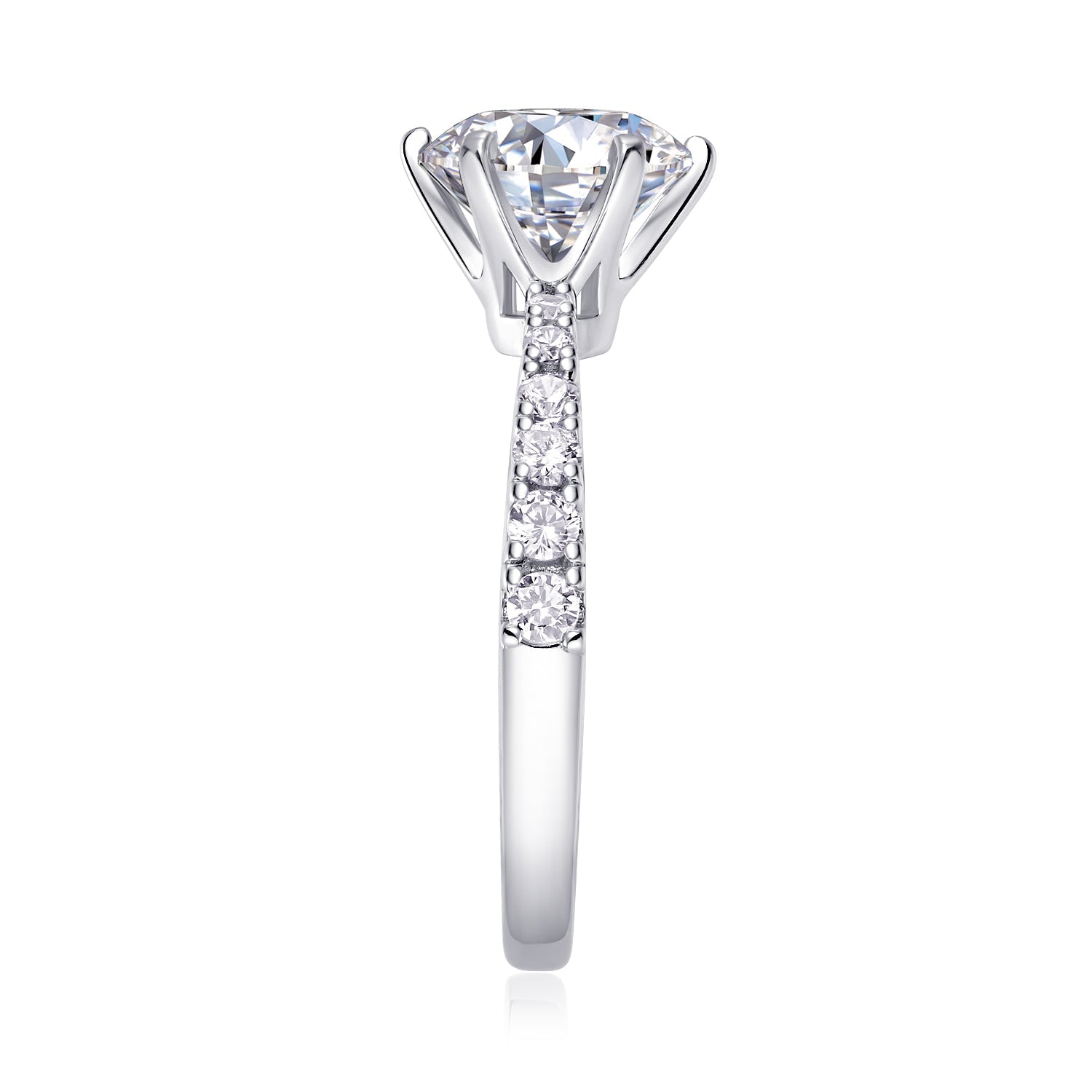 Goddess's Blessing - A Wedding Ring Set With 2-carat Top-quality Moissanite S925 Silver And Platinum-plated Diamond. The Ring Can Be Inspected With A Diamond Pen - IVOIRART.COM