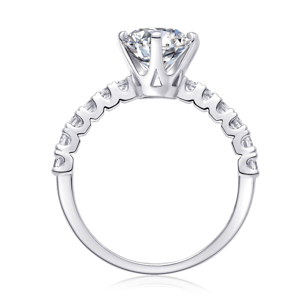 Goddess's Blessing - A Wedding Ring Set With 2-carat Top-quality Moissanite S925 Silver And Platinum-plated Diamond. The Ring Can Be Inspected With A Diamond Pen - IVOIRART.COM