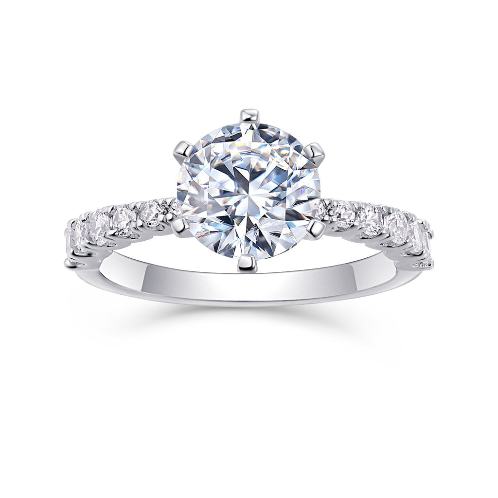 Goddess's Blessing - A Wedding Ring Set With 2-carat Top-quality Moissanite S925 Silver And Platinum-plated Diamond. The Ring Can Be Inspected With A Diamond Pen - IVOIRART.COM