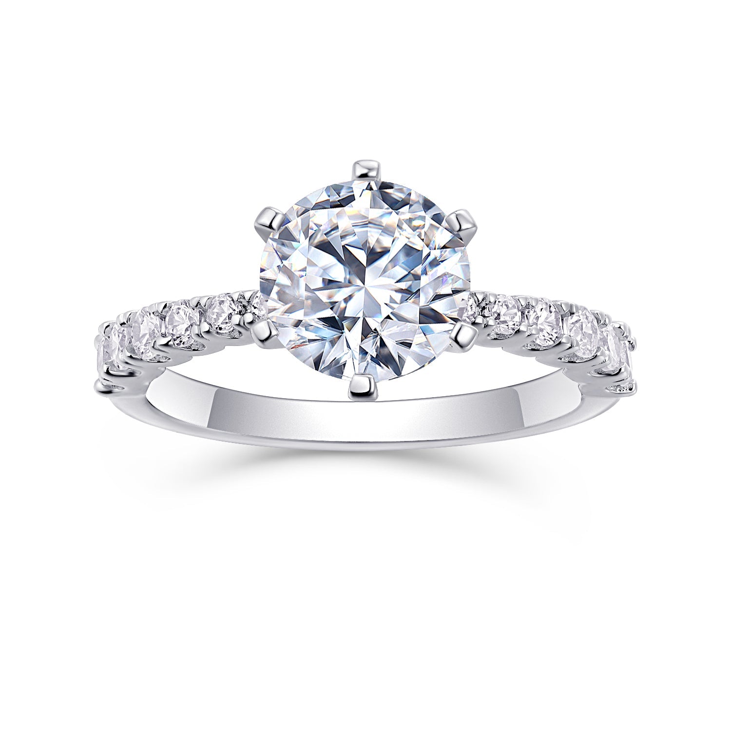 Goddess's Blessing - A Wedding Ring Set With 2-carat Top-quality Moissanite S925 Silver And Platinum-plated Diamond. The Ring Can Be Inspected With A Diamond Pen - IVOIRART.COM