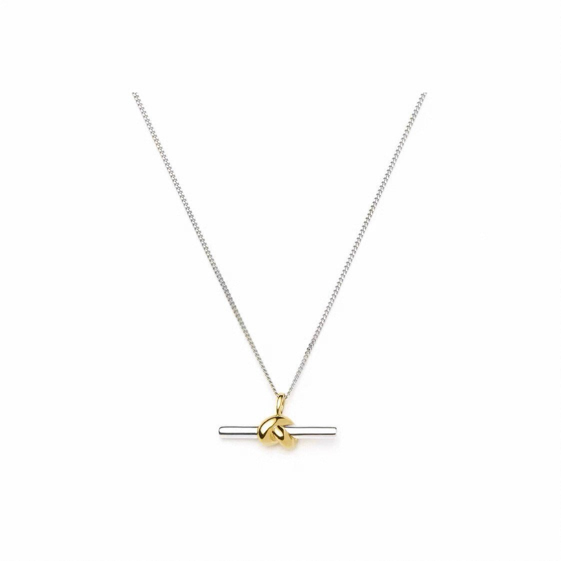 Gold And Silver Double T-shaped Horizontal Necklace - IVOIRART.COM