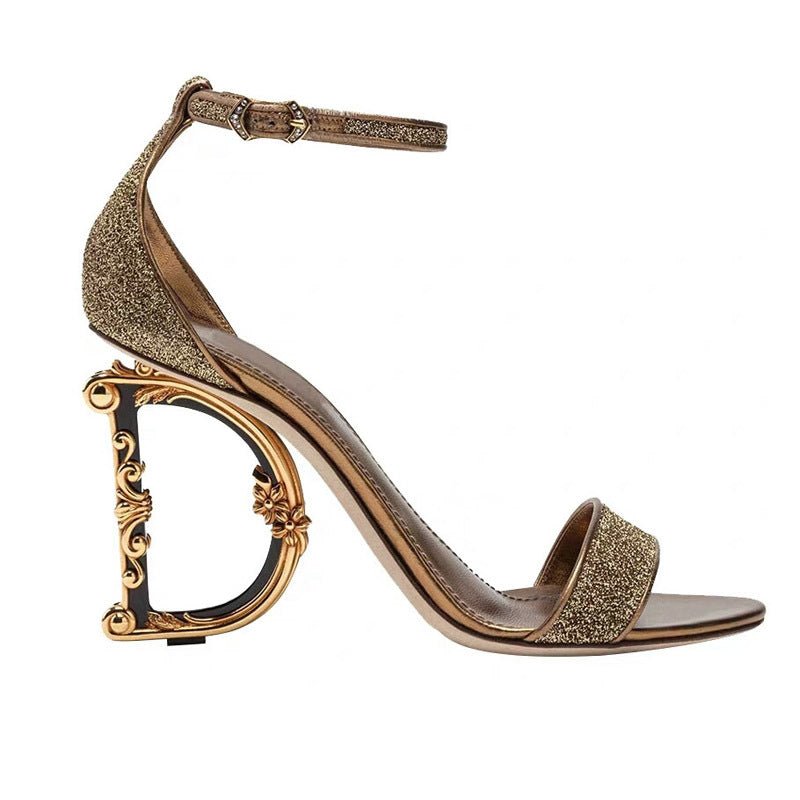 Gold high heels - IVOIRART.COM