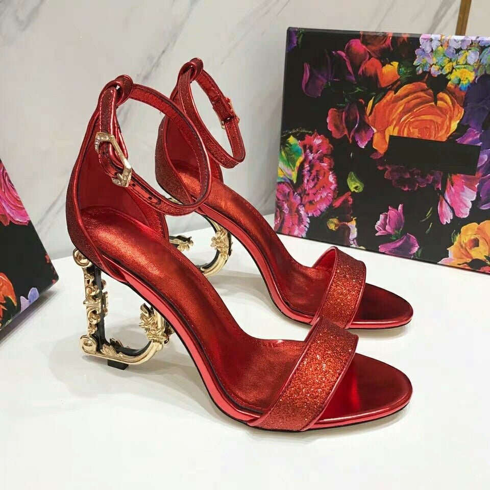 Gold high heels - IVOIRART.COM