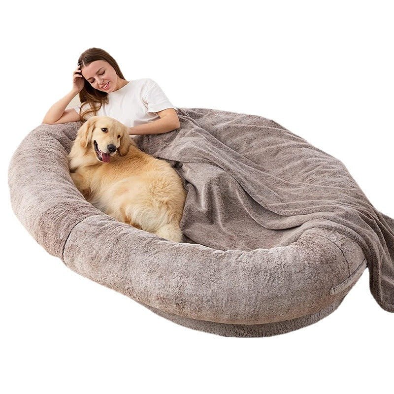 Grand Nid Douillet pour Chien de Taille Humaine, Lit Peluche Confortable - IVOIRART.COM