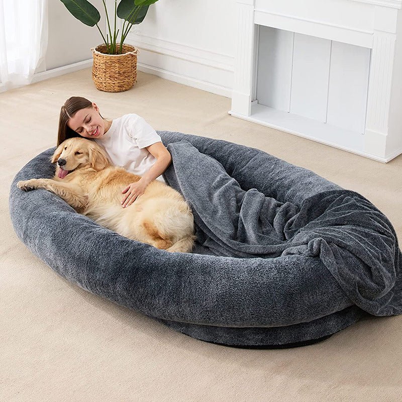 Grand Nid Douillet pour Chien de Taille Humaine, Lit Peluche Confortable - IVOIRART.COM