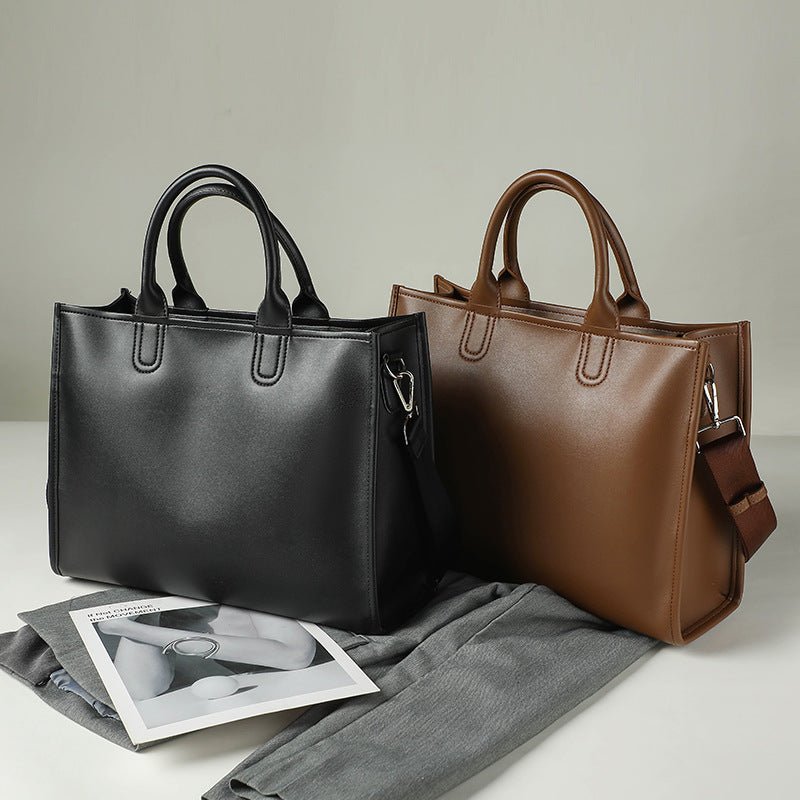 Grand sac bandoulière commuter grande capacité pour le quotidien en PU noir style - IVOIRART.COM