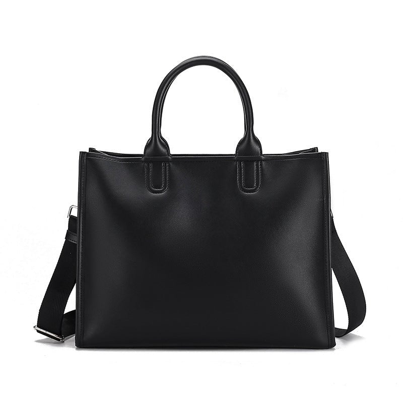 Grand sac bandoulière commuter grande capacité pour le quotidien en PU noir style - IVOIRART.COM
