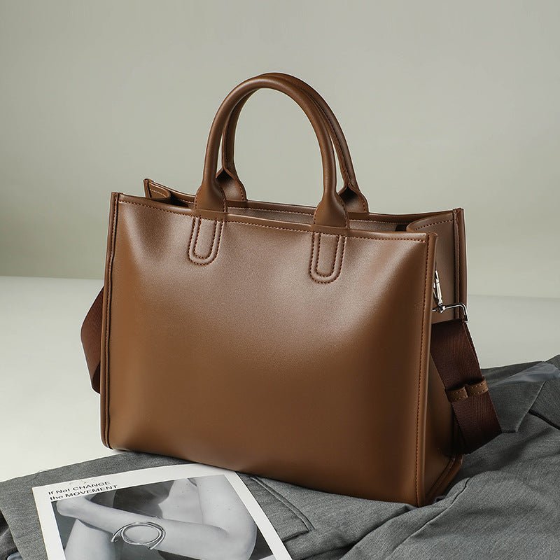 Grand sac bandoulière commuter grande capacité pour le quotidien en PU noir style - IVOIRART.COM