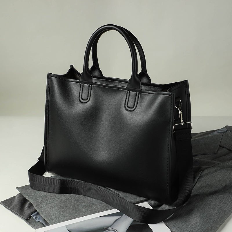Grand sac bandoulière commuter grande capacité pour le quotidien en PU noir style - IVOIRART.COM
