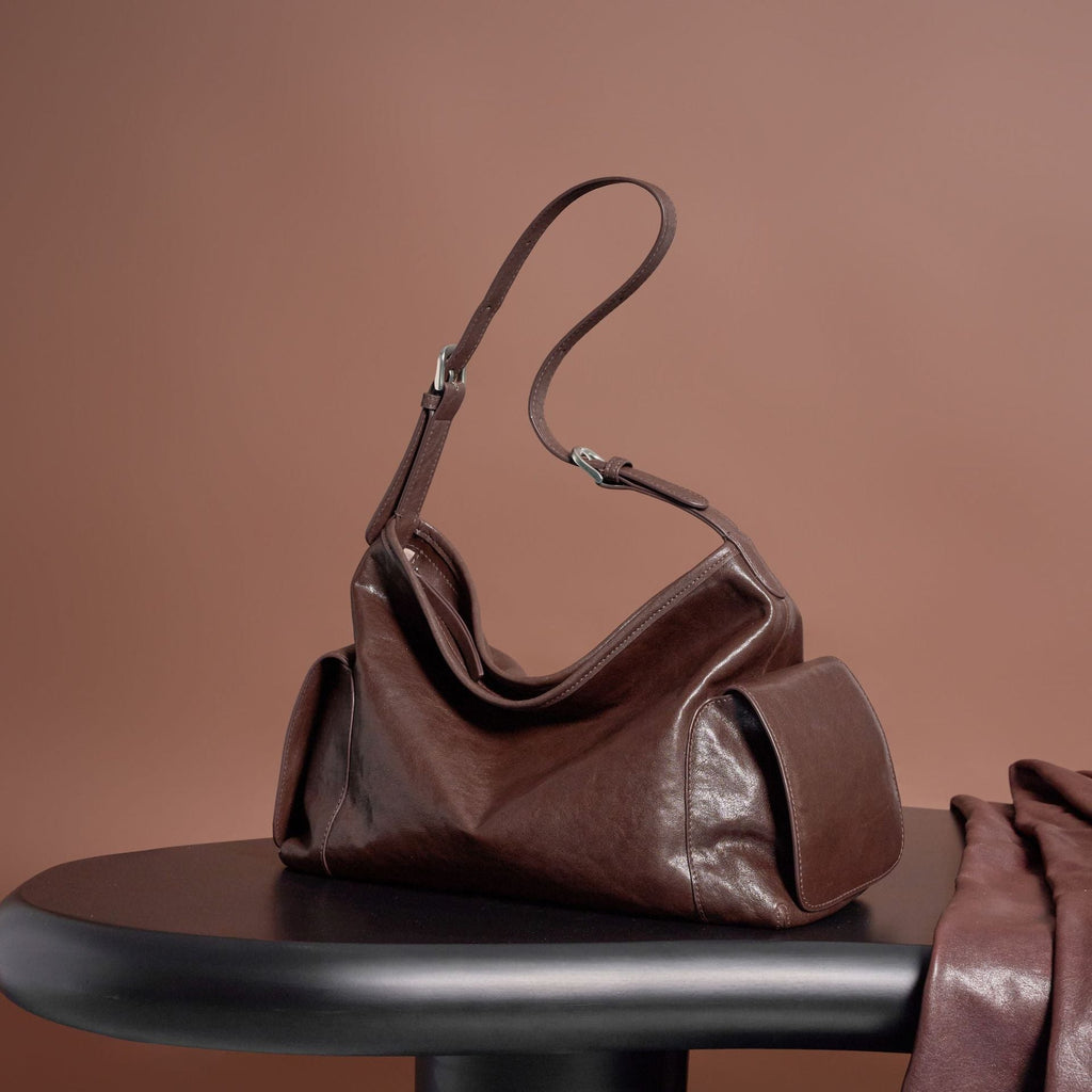 Grand sac bandoulière en cuir végétal tanné – spacieux, élégant et polyvalent XL - IVOIRART.COM