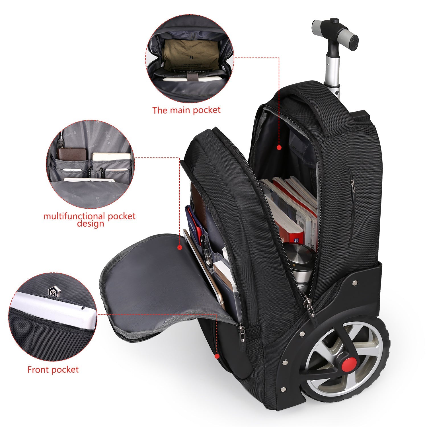 Grand sac trolley 18 pouces grande capacité avec système anti-fatigue - IVOIRART.COM
