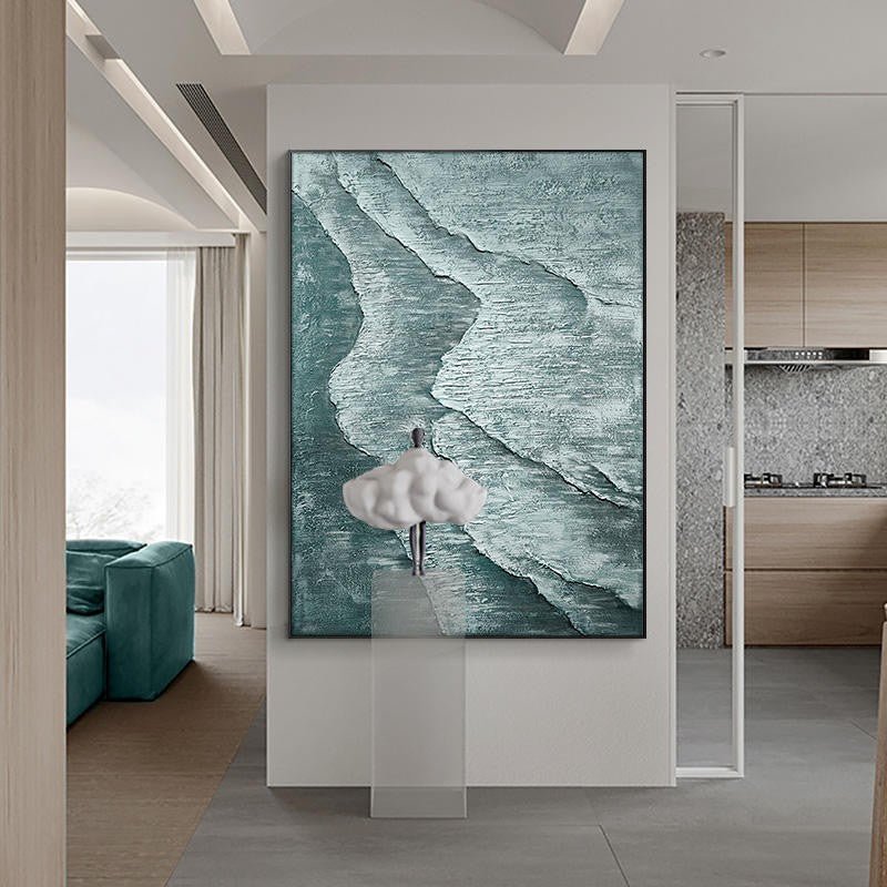 Grande peinture à l'huile abstraite faite main, vagues texturées toile moderne!! - IVOIRART.COM