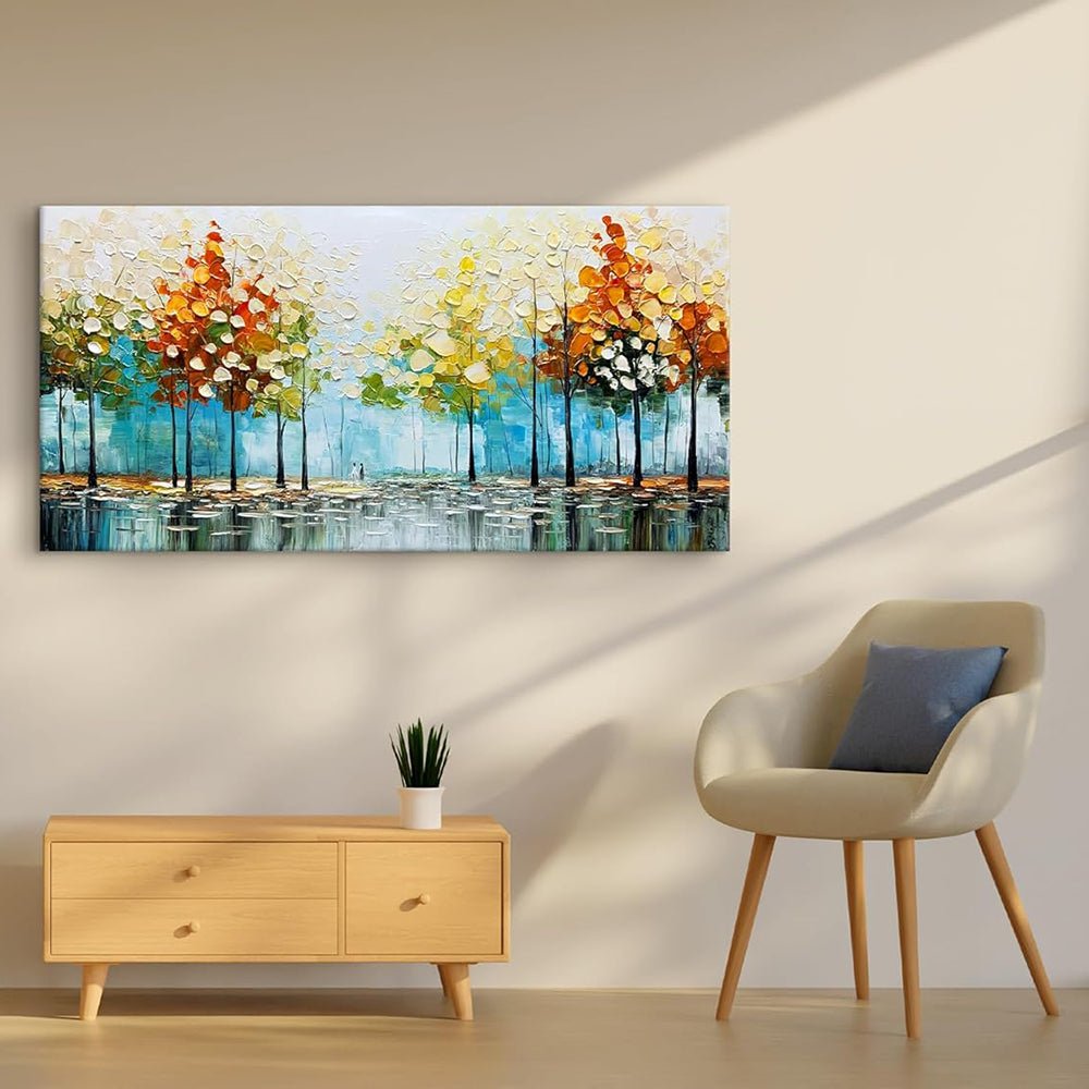 Grande peinture à l'huile arbre palette peinte main sur toile paysage abstrait art - IVOIRART.COM