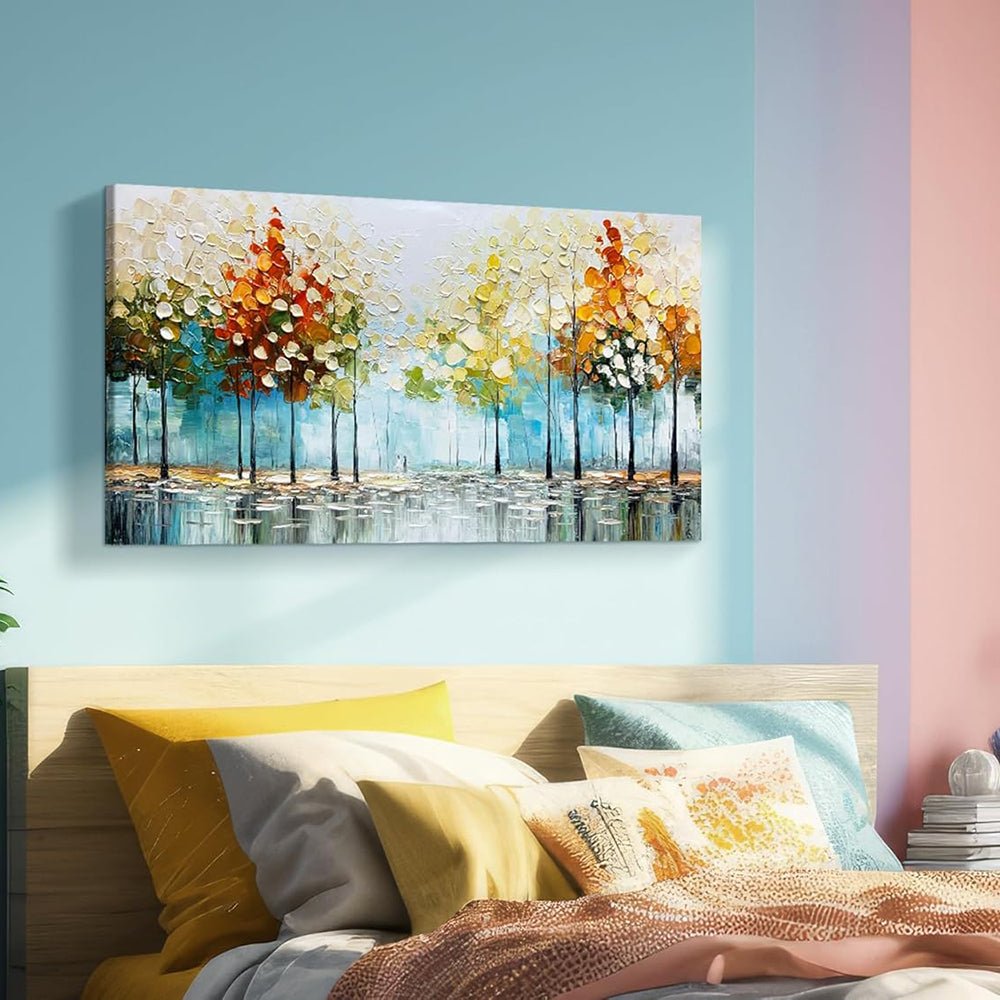 Grande peinture à l'huile arbre palette peinte main sur toile paysage abstrait art - IVOIRART.COM