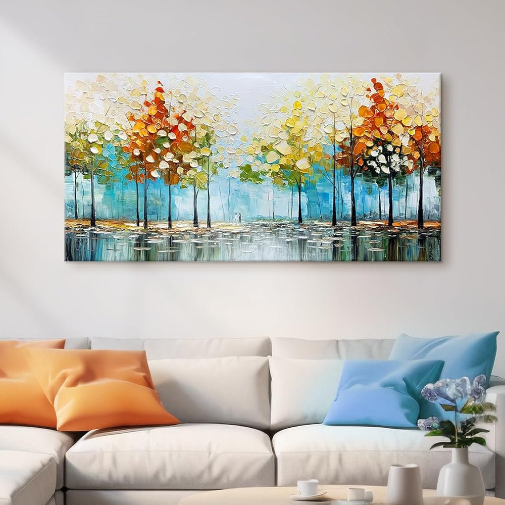 Grande peinture à l'huile arbre palette peinte main sur toile paysage abstrait art - IVOIRART.COM