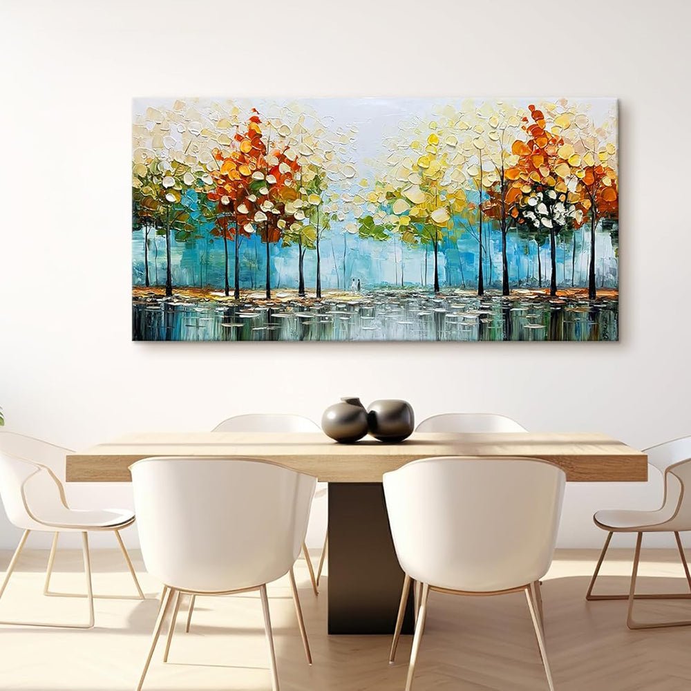 Grande peinture à l'huile arbre palette peinte main sur toile paysage abstrait art - IVOIRART.COM