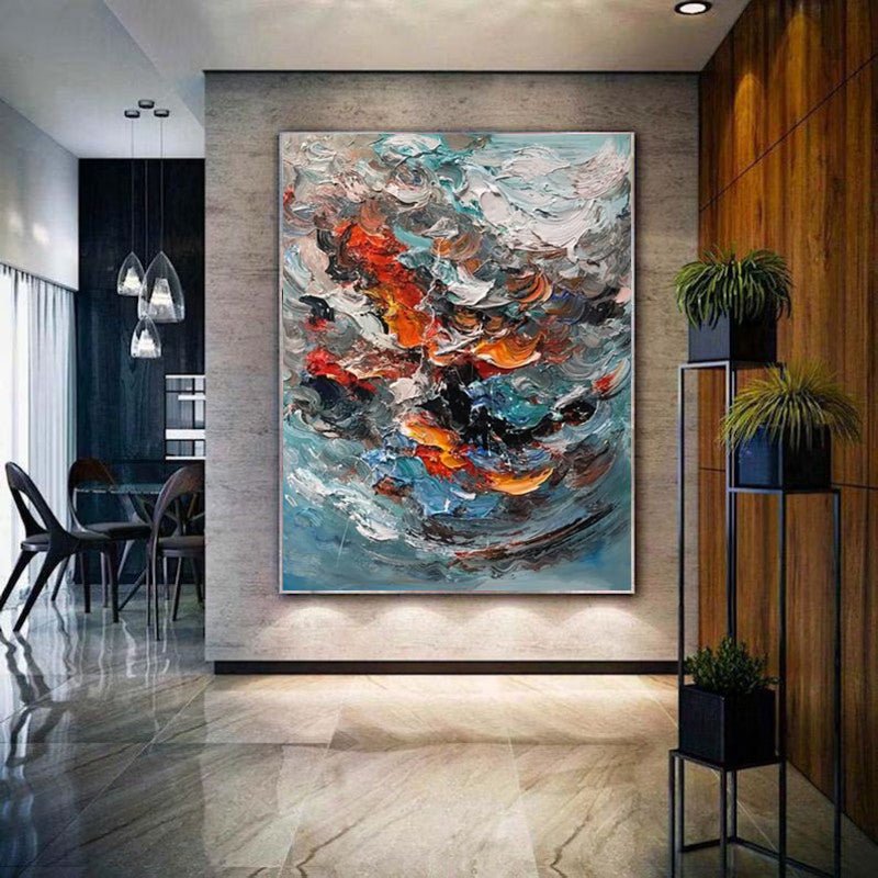 Grande toile huile 3D colorée texturée, peinture abstraite originale faite main! - IVOIRART.COM