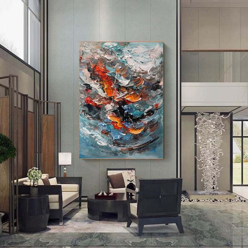 Grande toile huile 3D colorée texturée, peinture abstraite originale faite main! - IVOIRART.COM