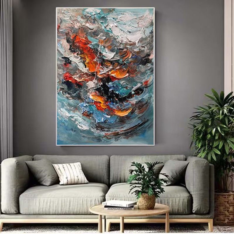 Grande toile huile 3D colorée texturée, peinture abstraite originale faite main! - IVOIRART.COM