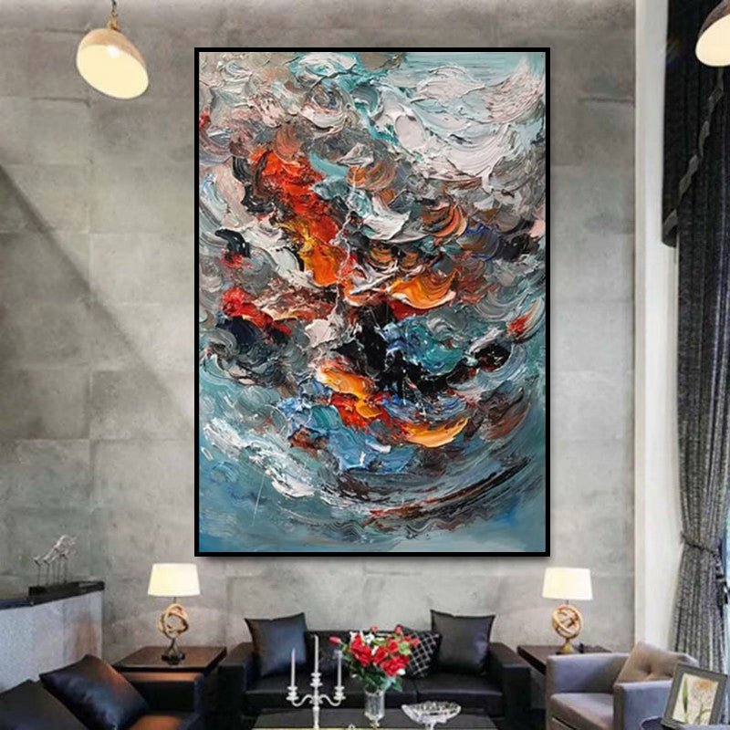 Grande toile huile 3D colorée texturée, peinture abstraite originale faite main! - IVOIRART.COM