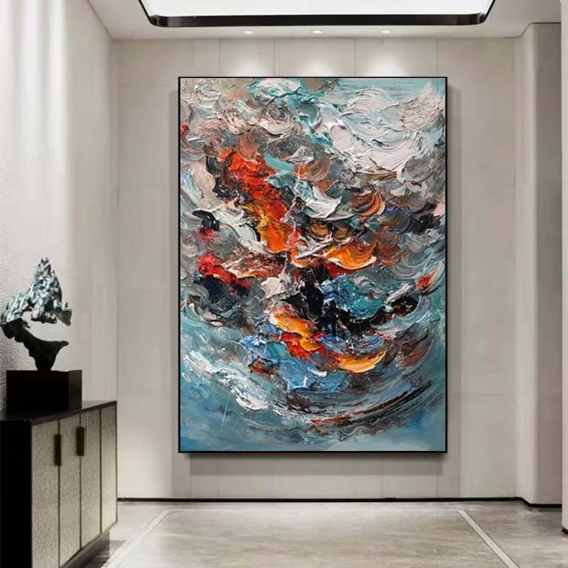 Grande toile huile 3D colorée texturée, peinture abstraite originale faite main! - IVOIRART.COM