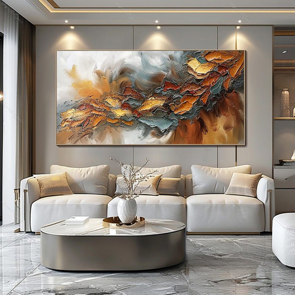 Grande toile peinte à la main, peinture à l'huile colorée | Art mural abstrait . - IVOIRART.COM