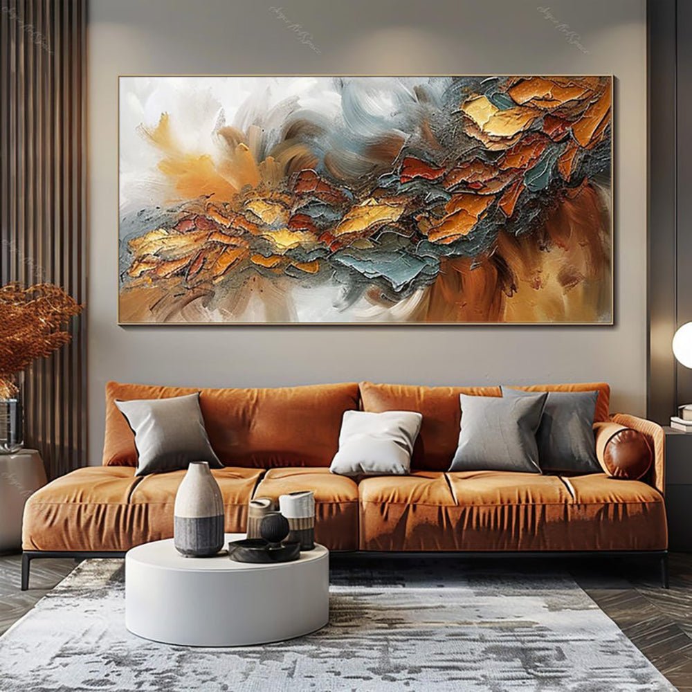 Grande toile peinte à la main, peinture à l'huile colorée | Art mural abstrait . - IVOIRART.COM
