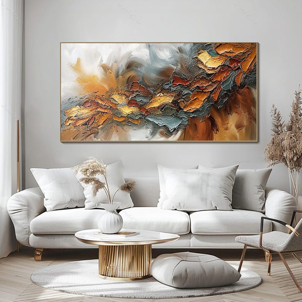 Grande toile peinte à la main, peinture à l'huile colorée | Art mural abstrait . - IVOIRART.COM