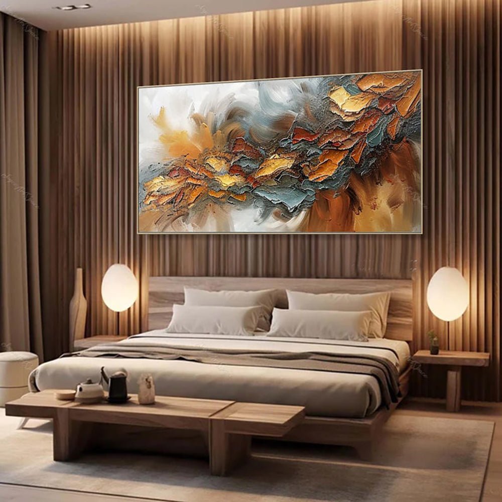Grande toile peinte à la main, peinture à l'huile colorée | Art mural abstrait . - IVOIRART.COM